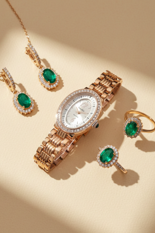 Oval Bracelet Watch With Crystal Bezal