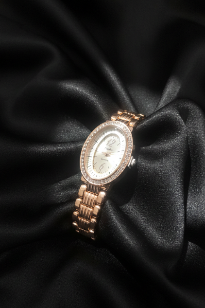Oval Bracelet Watch With Crystal Bezal