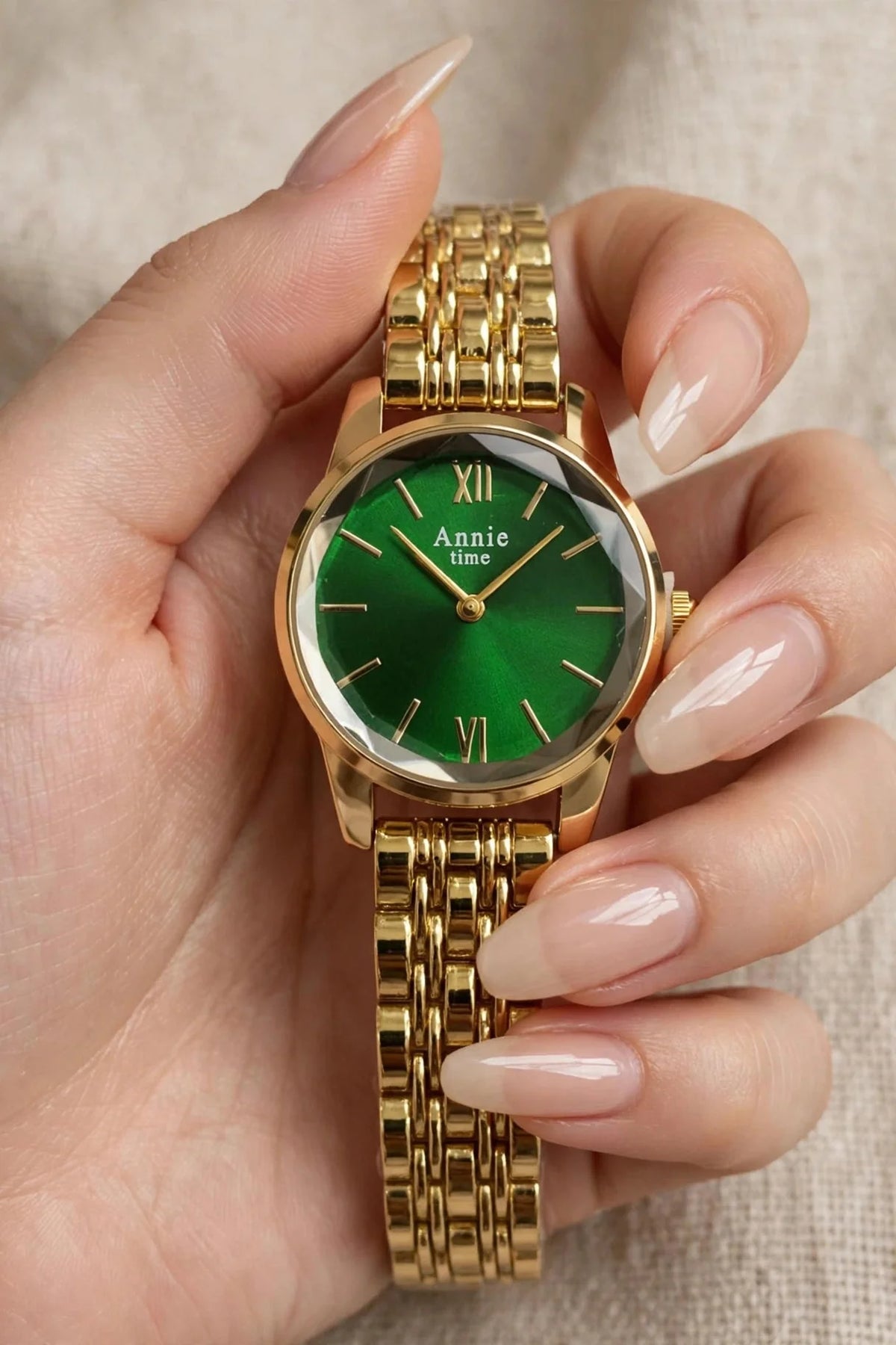 Annie Time Women's Gold Quartz Green Dial Watch
