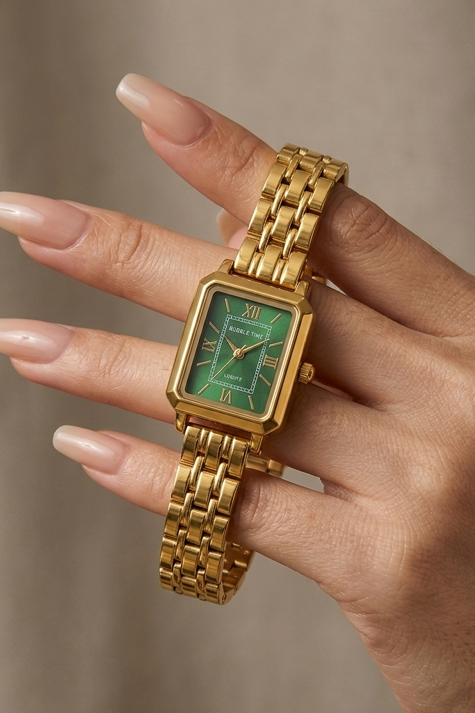 Luxury Gold Dial - Green Quartz Watch