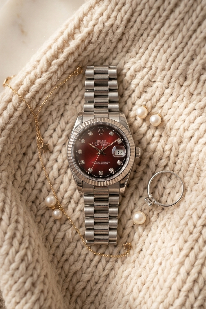 Mehroon Dial Watch | Stainless Steel