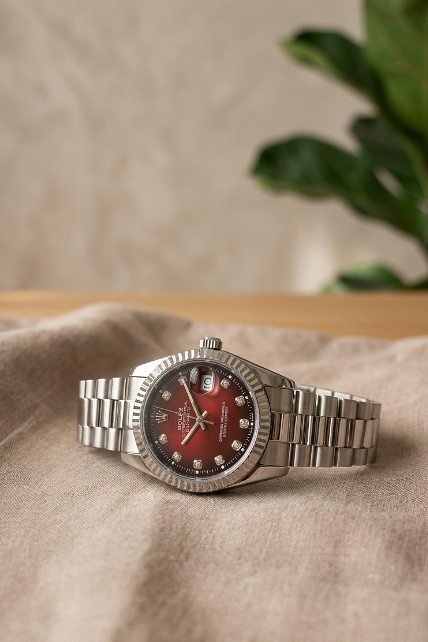 Mehroon Dial Watch | Stainless Steel