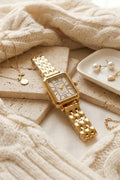 Luxury Gold Dial - White Quartz Watch