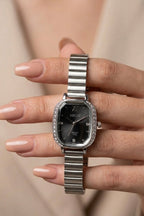 MICAI Women's Silver Crystal Bezel Quartz Watch