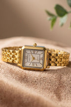 Luxury Gold Dial - White Quartz Watch