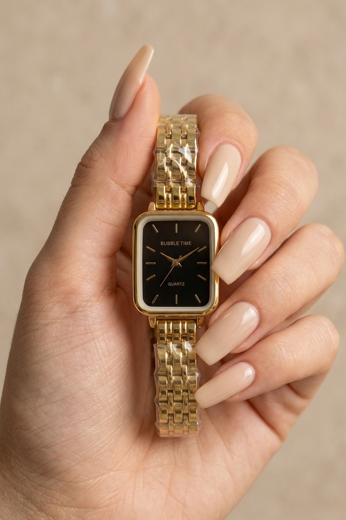 Diva Gold Dial – Black Quartz Bracelet Watch
