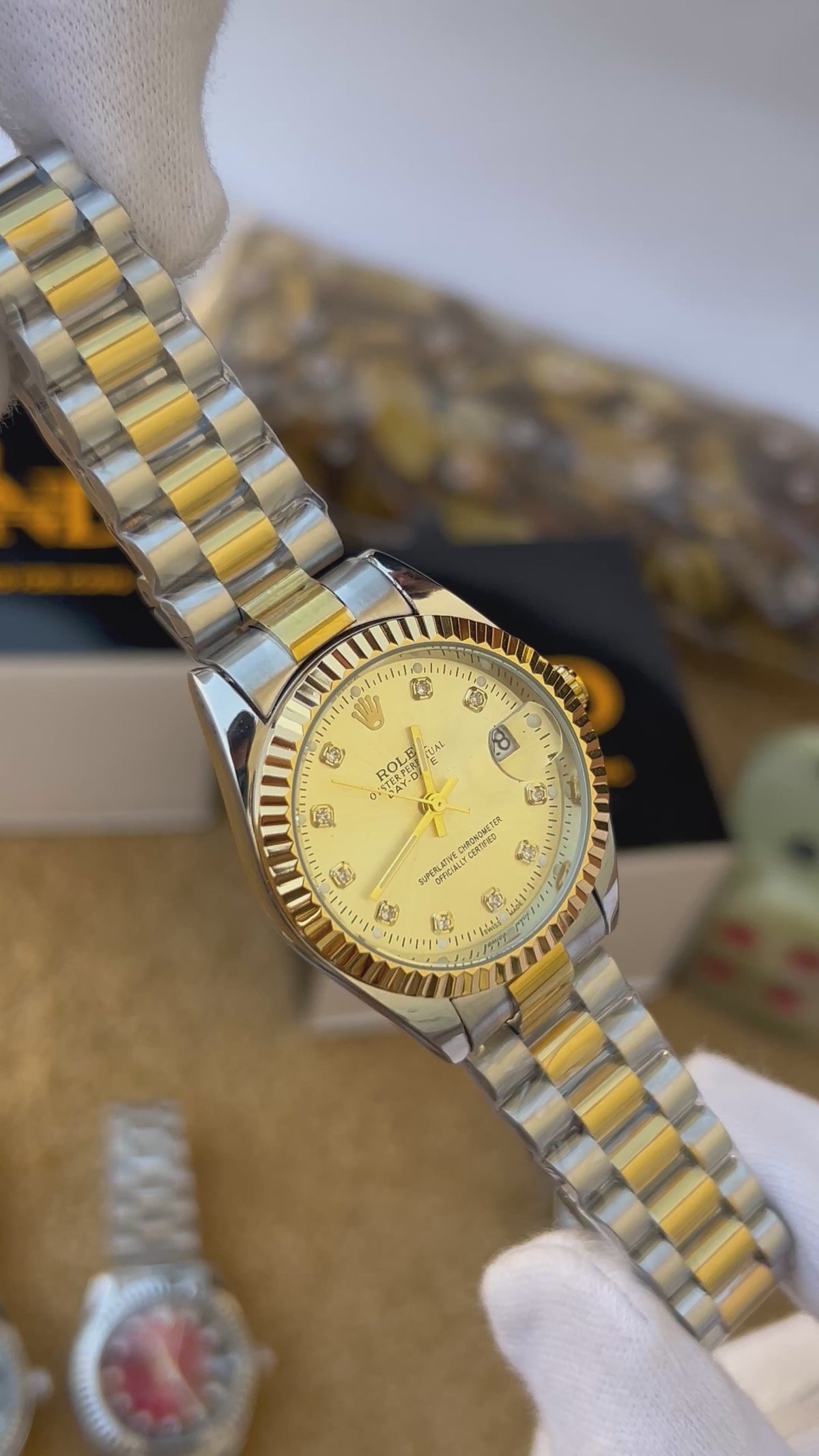 Golden Dial Watch | Stainless Steel