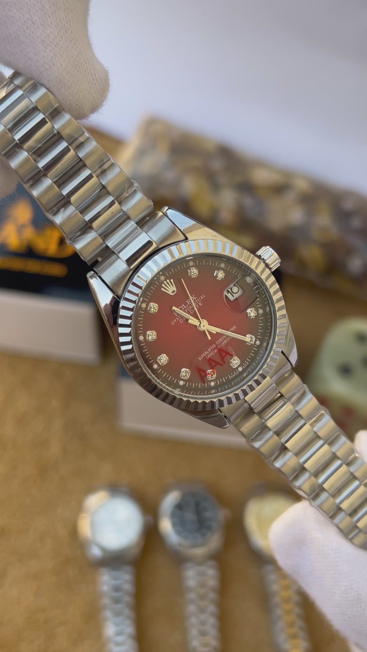 Mehroon Dial Watch | Stainless Steel