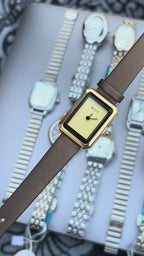 MOTF Gold Rectangular Watch – Leather Strap