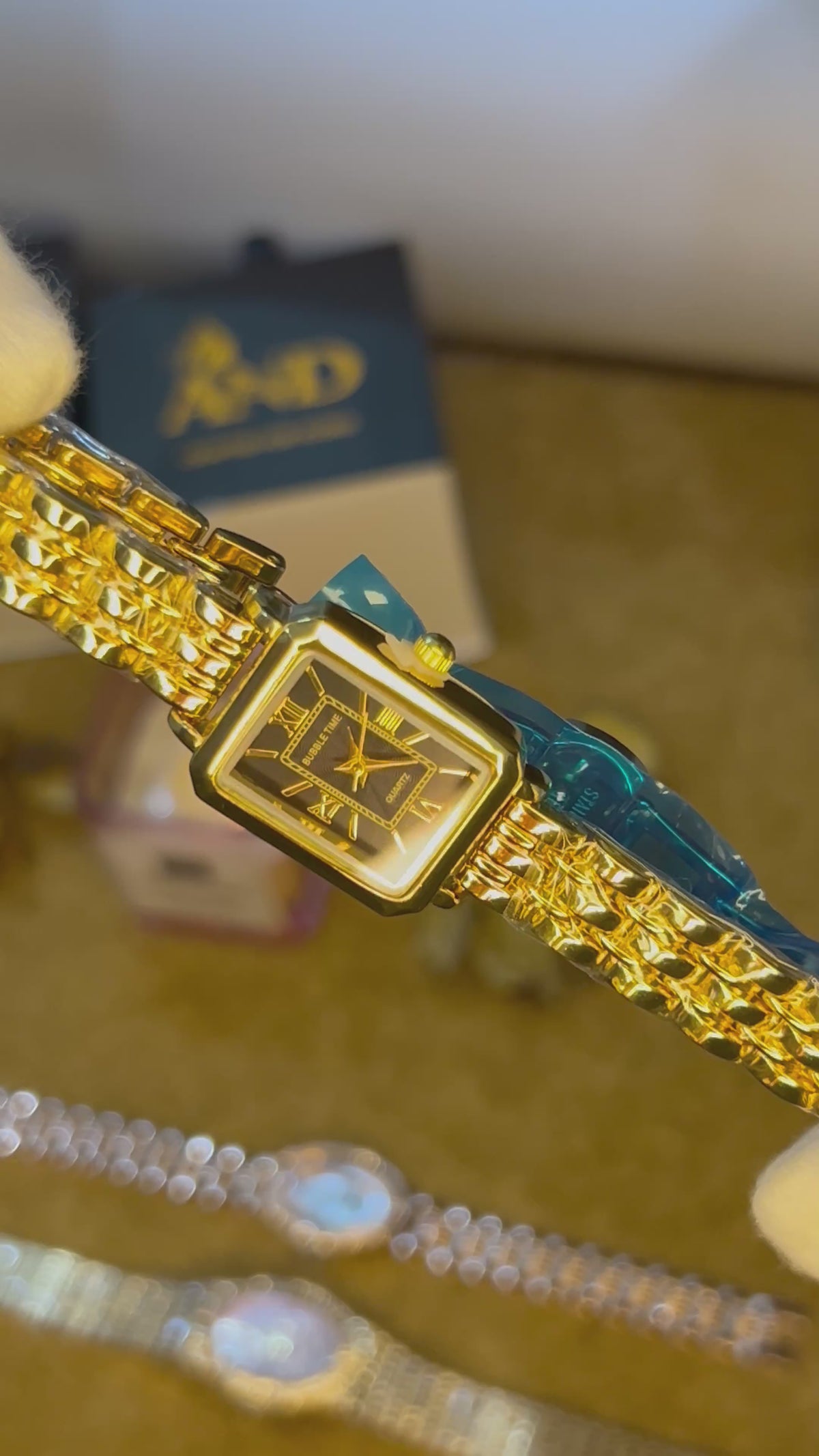 Luxury Gold Dial - Black Quartz Watch